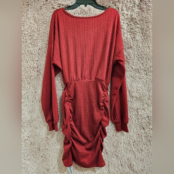 CUPSHE Women's Knit Red Wine Dress - Picture 11 of 16